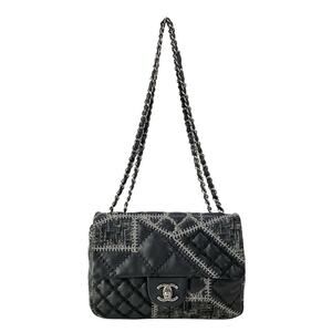 Chanel Single Flap Matelasse Shoulder Bag Black Gray